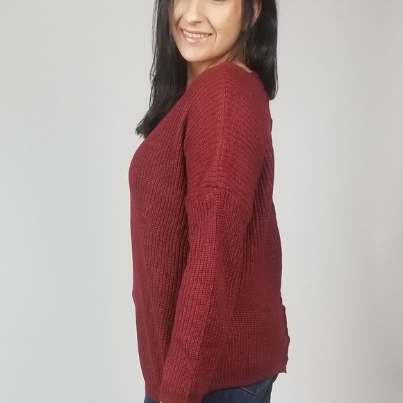 Back Lace-up Ribbed Sweater - Picture 3 of 3